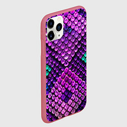 Чехол iPhone 11 Pro матовый Фиолетовая текстурная кожа змеи, цвет: 3D-малиновый — фото 2
