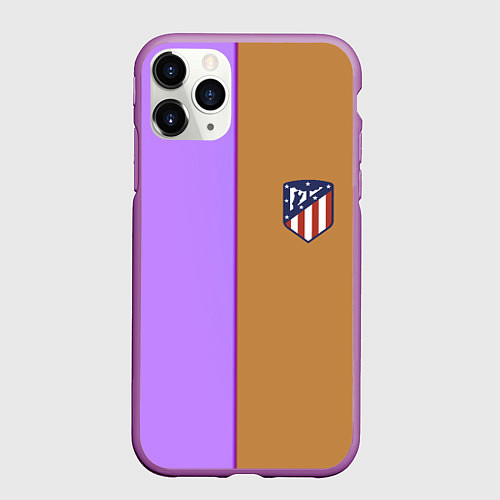 Чехол iPhone 11 Pro матовый Атлетико Мадрид полосы / 3D-Фиолетовый – фото 1
