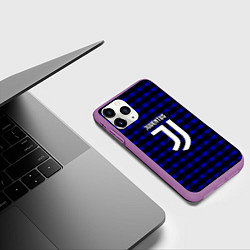Чехол iPhone 11 Pro матовый Ювентус паттерн, цвет: 3D-фиолетовый — фото 2