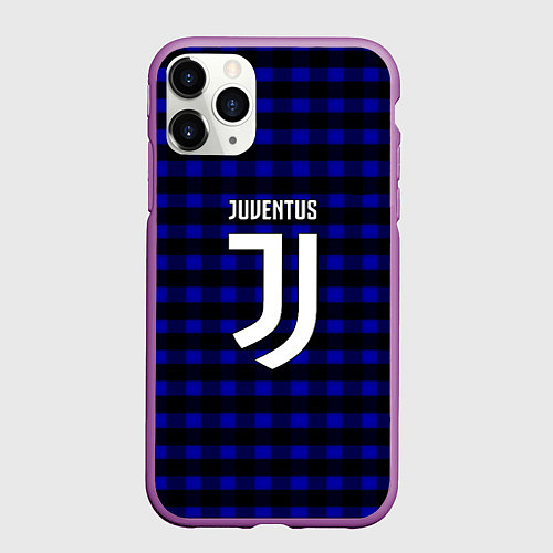 Чехол iPhone 11 Pro матовый Ювентус паттерн / 3D-Фиолетовый – фото 1