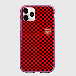 Чехол iPhone 11 Pro матовый Arsenal текстура клетка, цвет: 3D-фиолетовый