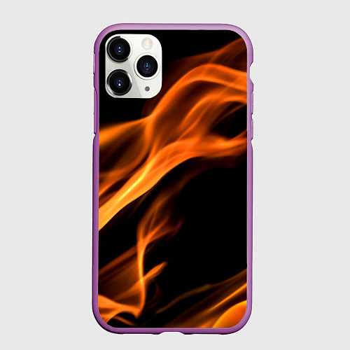 Чехол iPhone 11 Pro матовый Языки пламени текстура / 3D-Фиолетовый – фото 1