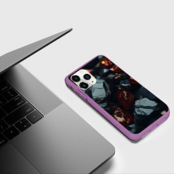 Чехол iPhone 11 Pro матовый Темные блестящие абстрактные камни, цвет: 3D-фиолетовый — фото 2