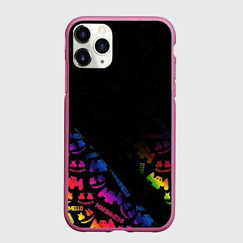 Чехол iPhone 11 Pro матовый Marshmello neon dj / 3D-Малиновый – фото 1