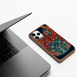 Чехол iPhone 11 Pro матовый Киборг самурай, цвет: 3D-коричневый — фото 2