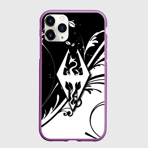 Чехол iPhone 11 Pro матовый The Elder Scrolls узор / 3D-Фиолетовый – фото 1