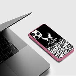 Чехол iPhone 11 Pro матовый Hollywood Undead band, цвет: 3D-малиновый — фото 2