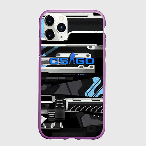 Чехол iPhone 11 Pro матовый CS GO vulkan steel / 3D-Фиолетовый – фото 1