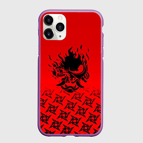 Чехол iPhone 11 Pro матовый Cyberpunk steel samurai / 3D-Фиолетовый – фото 1