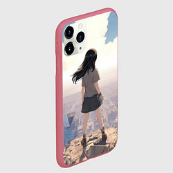 Чехол iPhone 11 Pro матовый Девушка аниме, цвет: 3D-малиновый — фото 2