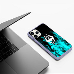 Чехол iPhone 11 Pro матовый The elder scrolls neon flame, цвет: 3D-светло-сиреневый — фото 2