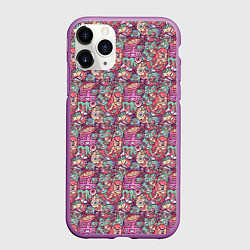 Чехол iPhone 11 Pro матовый Монстры любители кофе, цвет: 3D-фиолетовый