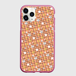 Чехол iPhone 11 Pro матовый Звёзды в клеточку, цвет: 3D-малиновый