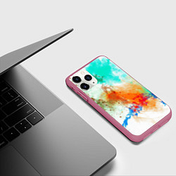 Чехол iPhone 11 Pro матовый Штрихи красок цветные, цвет: 3D-малиновый — фото 2