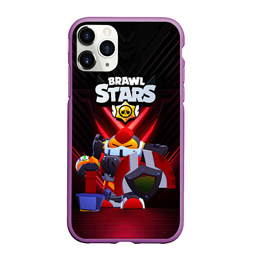 Чехол iPhone 11 Pro матовый Brawl Stars Алый паладин Вольт / 3D-Фиолетовый – фото 1