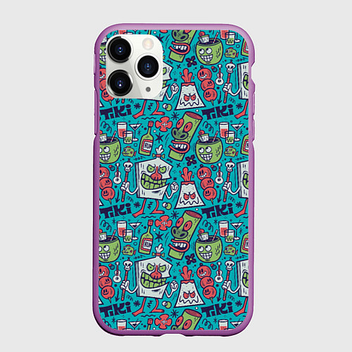 Чехол iPhone 11 Pro матовый Гавайская вечеринка / 3D-Фиолетовый – фото 1