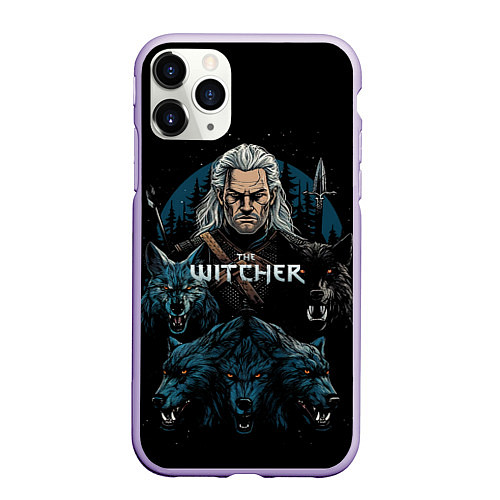 Чехол iPhone 11 Pro матовый The Witcher and wolfs / 3D-Светло-сиреневый – фото 1