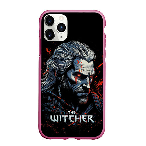 Чехол iPhone 11 Pro матовый The Witcher blood / 3D-Малиновый – фото 1