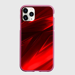 Чехол iPhone 11 Pro матовый Абстрактные линии красный