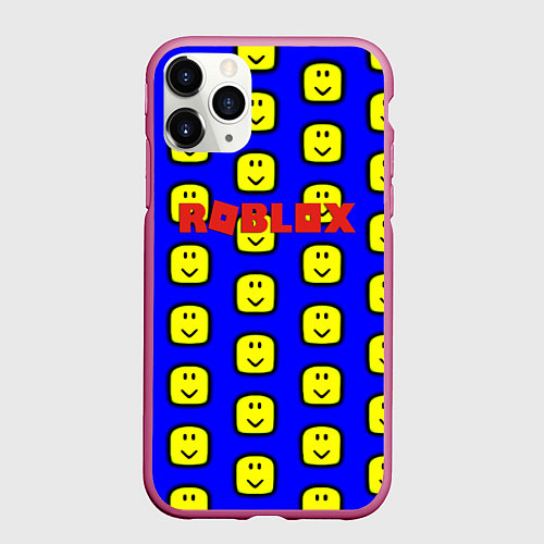 Чехол iPhone 11 Pro матовый Roblox pattern mobile / 3D-Малиновый – фото 1