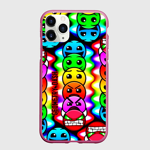 Чехол iPhone 11 Pro матовый Geometry smile dash / 3D-Малиновый – фото 1