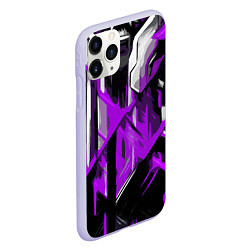 Чехол iPhone 11 Pro матовый White and purple abstraction on a black background, цвет: 3D-светло-сиреневый — фото 2