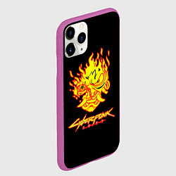 Чехол iPhone 11 Pro матовый Cyberpunk 2077 fire logo, цвет: 3D-фиолетовый — фото 2