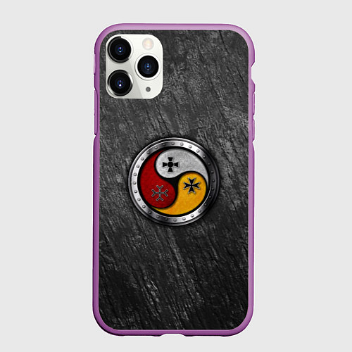 Чехол iPhone 11 Pro матовый Три слезы бога на камне / 3D-Фиолетовый – фото 1