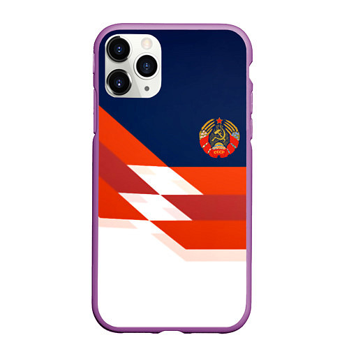 Чехол iPhone 11 Pro матовый СССР спорт геометрия / 3D-Фиолетовый – фото 1