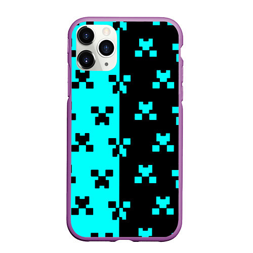 Чехол iPhone 11 Pro матовый Minecraft pattern game / 3D-Фиолетовый – фото 1