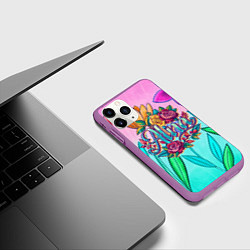 Чехол iPhone 11 Pro матовый Алина три розы, цвет: 3D-фиолетовый — фото 2