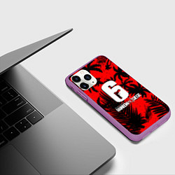 Чехол iPhone 11 Pro матовый Rainbow six тропик паттерн, цвет: 3D-фиолетовый — фото 2