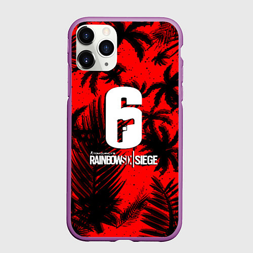 Чехол iPhone 11 Pro матовый Rainbow six тропик паттерн / 3D-Фиолетовый – фото 1