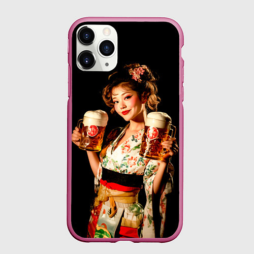 Чехол iPhone 11 Pro матовый Японское пиво / 3D-Малиновый – фото 1
