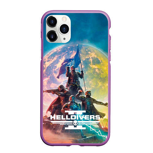 Чехол iPhone 11 Pro матовый Эскалация свободы Helldivers 2 / 3D-Фиолетовый – фото 1