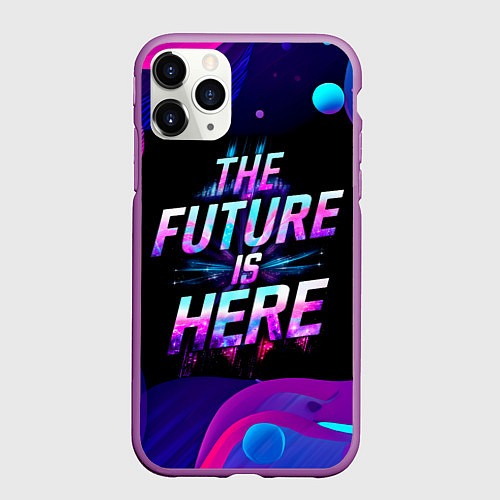 Чехол iPhone 11 Pro матовый Будущее уже здесь / 3D-Фиолетовый – фото 1
