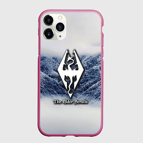 Чехол iPhone 11 Pro матовый Cкайрим зима / 3D-Малиновый – фото 1