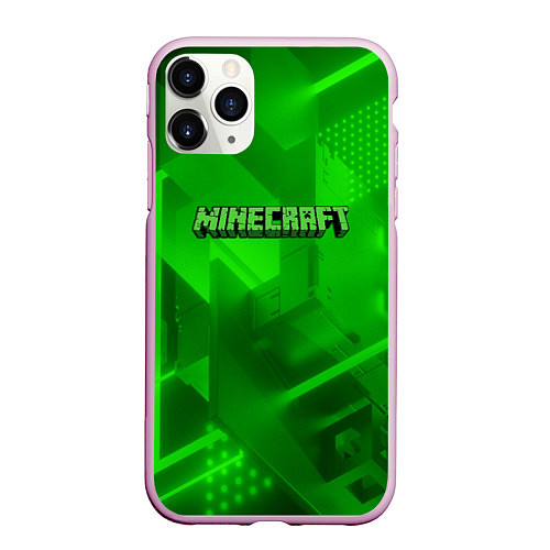 Чехол iPhone 11 Pro матовый Minecraft кислотная геометрия / 3D-Розовый – фото 1