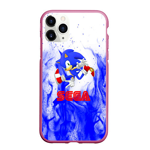 Чехол iPhone 11 Pro матовый Sonic flame blue / 3D-Малиновый – фото 1