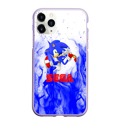 Чехол iPhone 11 Pro матовый Sonic flame blue / 3D-Светло-сиреневый – фото 1