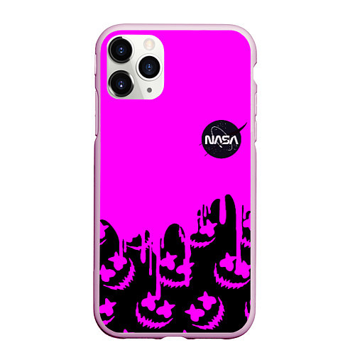 Чехол iPhone 11 Pro матовый Marshmello neon nasa / 3D-Розовый – фото 1