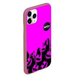 Чехол iPhone 11 Pro матовый Marshmello neon nasa, цвет: 3D-малиновый — фото 2