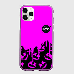 Чехол iPhone 11 Pro матовый Marshmello neon nasa, цвет: 3D-фиолетовый