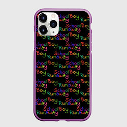 Чехол iPhone 11 Pro матовый Logo - Schoolboy Runaway pattern, цвет: 3D-фиолетовый