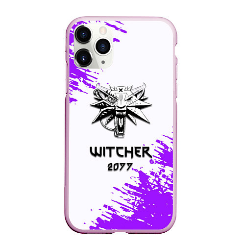 Чехол iPhone 11 Pro матовый The Witcher 2077 неоновые краски / 3D-Розовый – фото 1