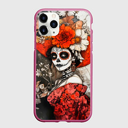 Чехол iPhone 11 Pro матовый Катрина в красном, цвет: 3D-малиновый