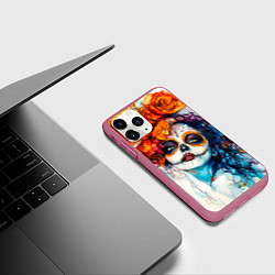 Чехол iPhone 11 Pro матовый Катрина День мертвых, цвет: 3D-малиновый — фото 2
