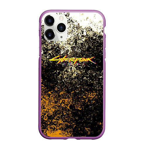 Чехол iPhone 11 Pro матовый Cyberpunk текстура краски / 3D-Фиолетовый – фото 1