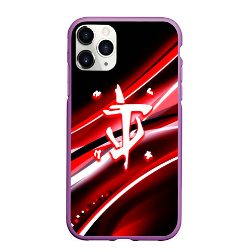 Чехол iPhone 11 Pro матовый Doom logo geometry / 3D-Фиолетовый – фото 1