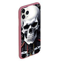 Чехол iPhone 11 Pro матовый Cyber skull - ai art, цвет: 3D-малиновый — фото 2